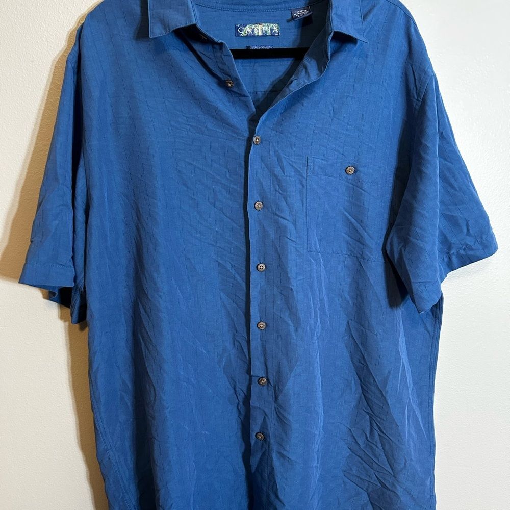 Campia Casual Blue Button-Down Shirt for Men XLT Easy Care Flowy